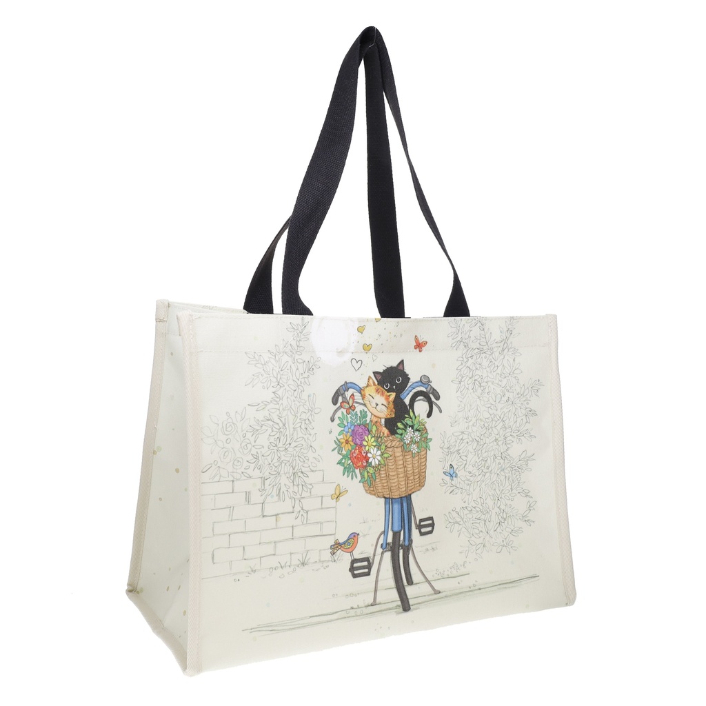 CABAS RECTANGULAIRE CANVAS 30 X 40 CM BUG ART CHATS VELO