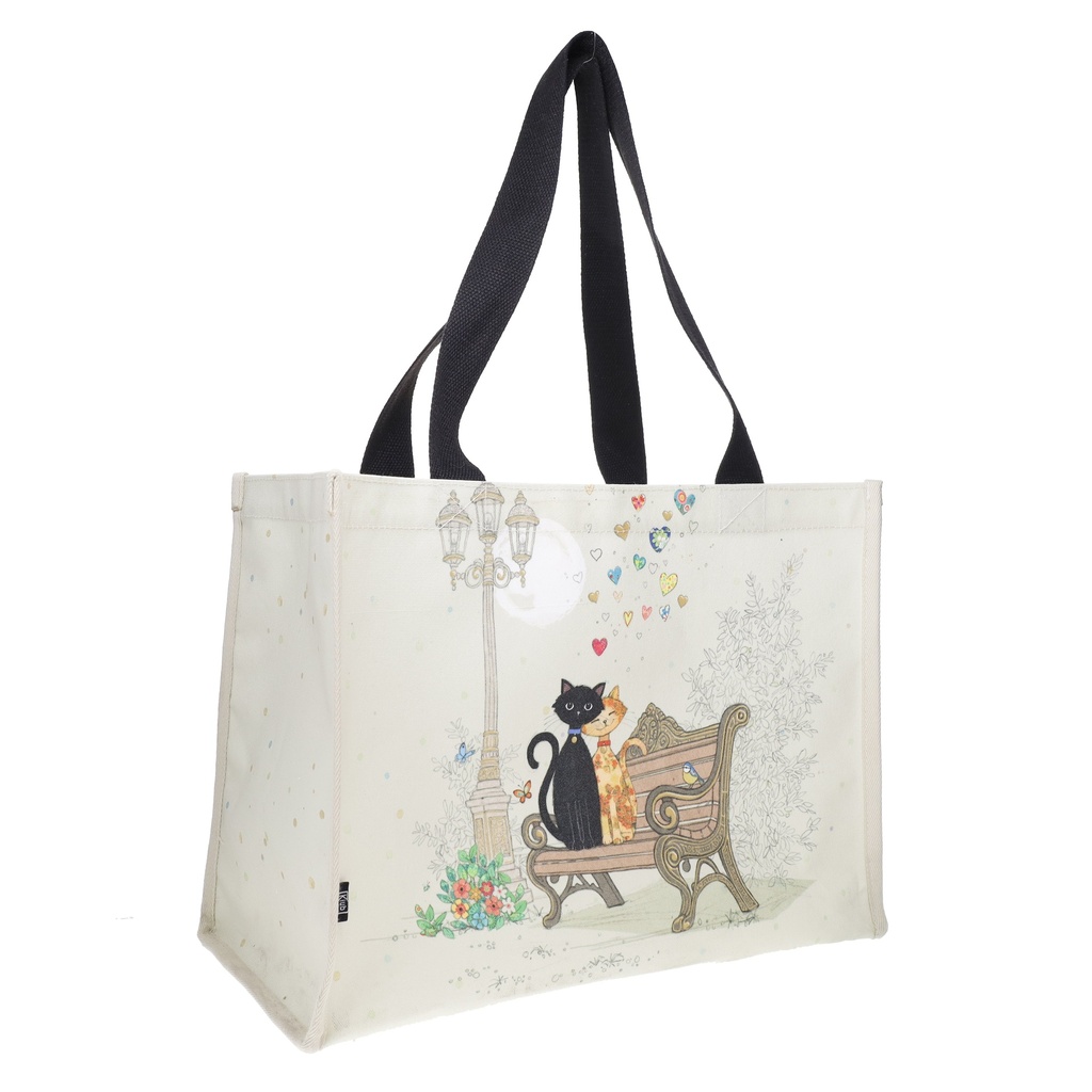 CABAS RECTANGULAIRE CANVAS 30 X 40 CM BUG ART COUPLE DE CHATS