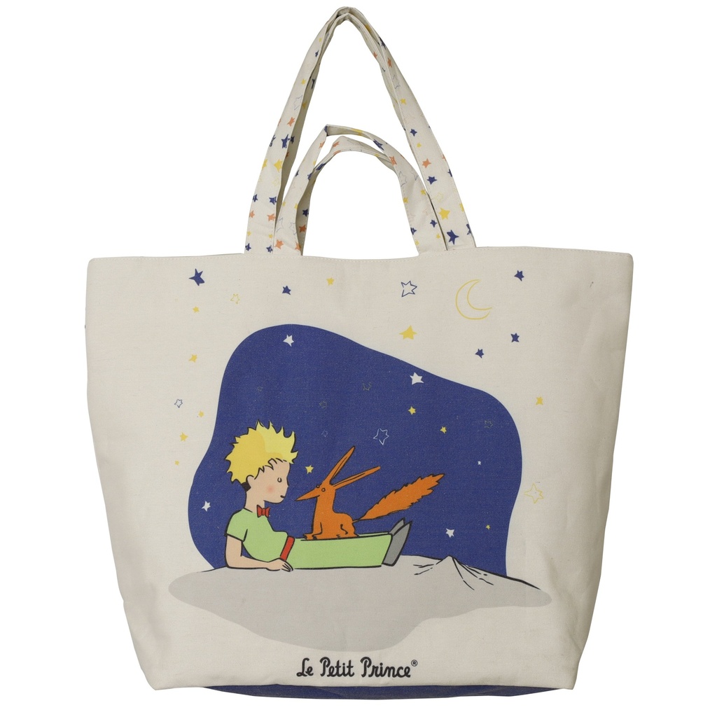 SAC CABAS XL LE PETIT PRINCE BLANC BLEU