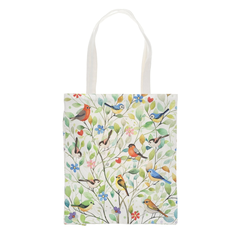 CABAS RECTANGULAIRE EN CANVAS PORTFOLIO OISEAUX ARBRE