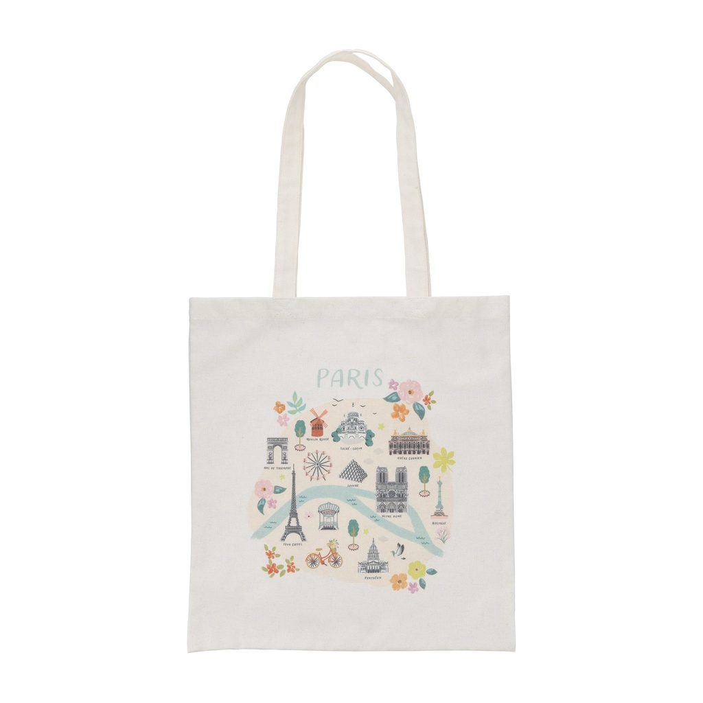 TOTE BAG EN CANVAS PARIS JE T ADORE PLANS