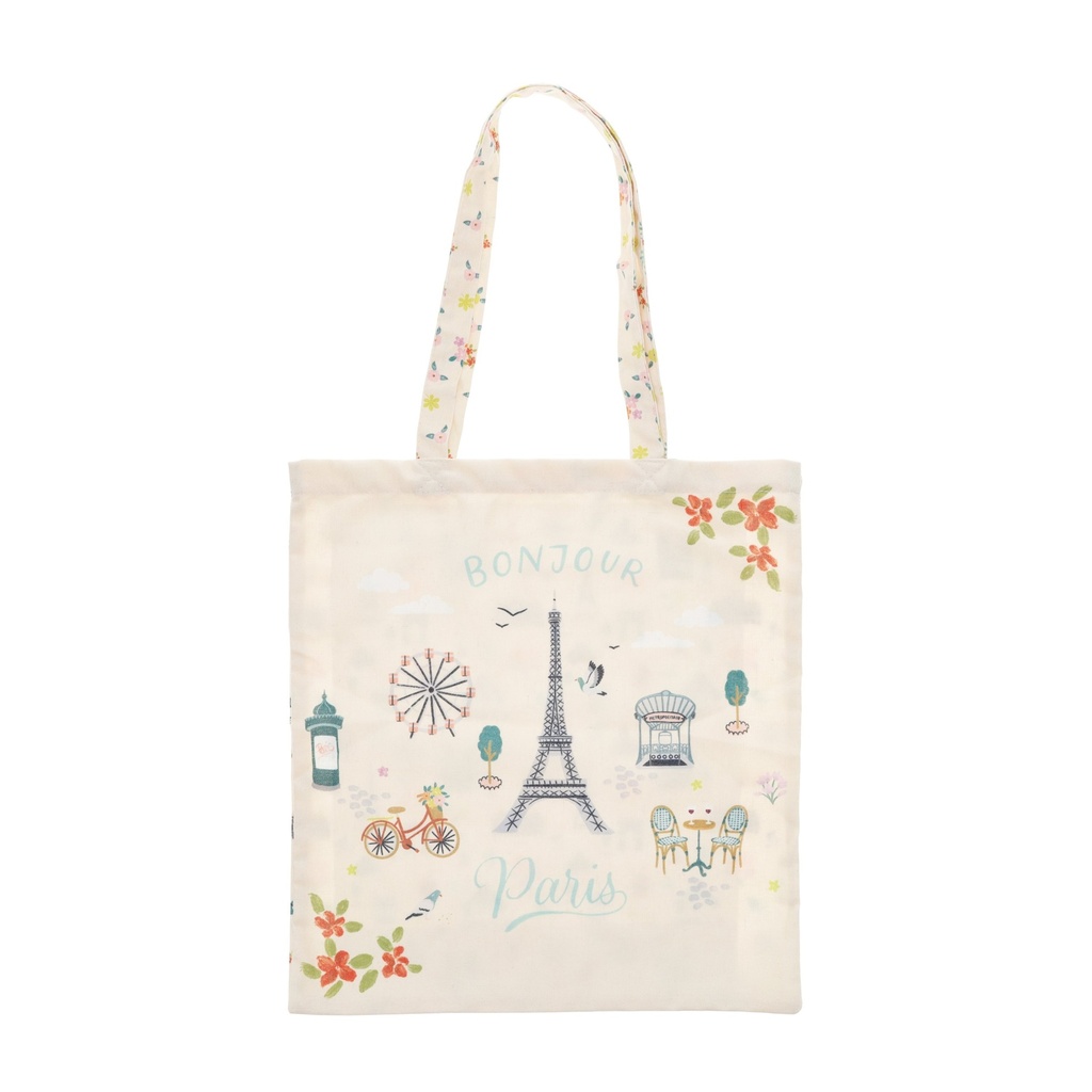 TOTE BAG EN CANVAS PARIS JE T ADORE BONJOUR
