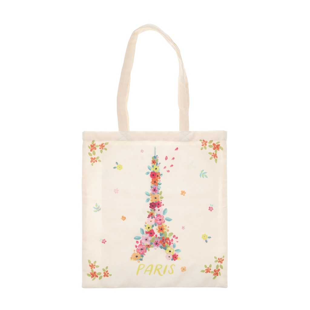 TOTE BAG EN CANVAS PARIS JE T ADORE TE FLEURIE