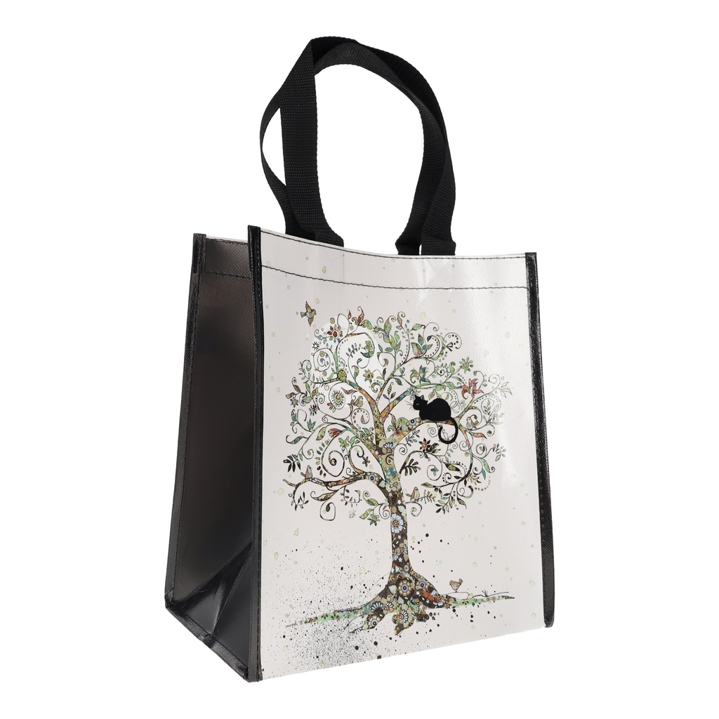 SAC CABAS EN PLASTIQUE RECYCLE BUG ART CHAT ARBRE DE VIE