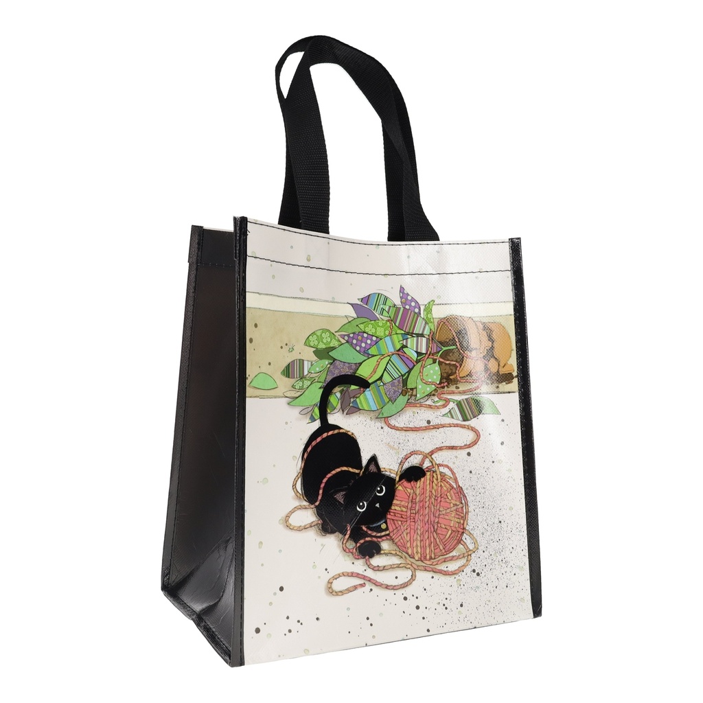 SAC CABAS EN PLASTIQUE RECYCLE BUG ART CHATON PELOTE
