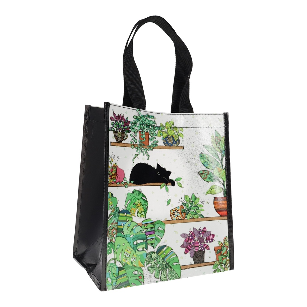 SAC CABAS EN PLASTIQUE RECYCLE BUG ART CHATON PLANTES
