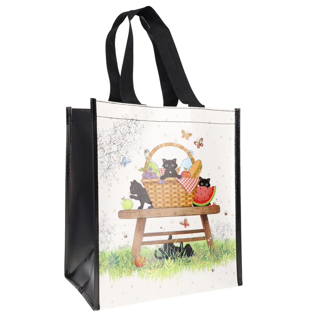 SAC CABAS EN PLASTIQUE RECYCLE BUG ART CHATONS PIC NIC