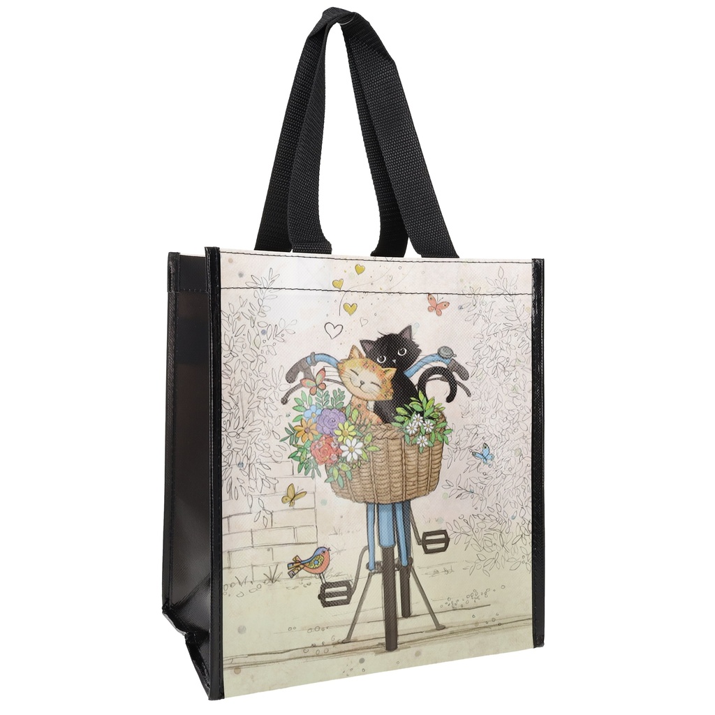 SAC CABAS EN PLASTIQUE RECYCLE BUG ART CHATS VELO