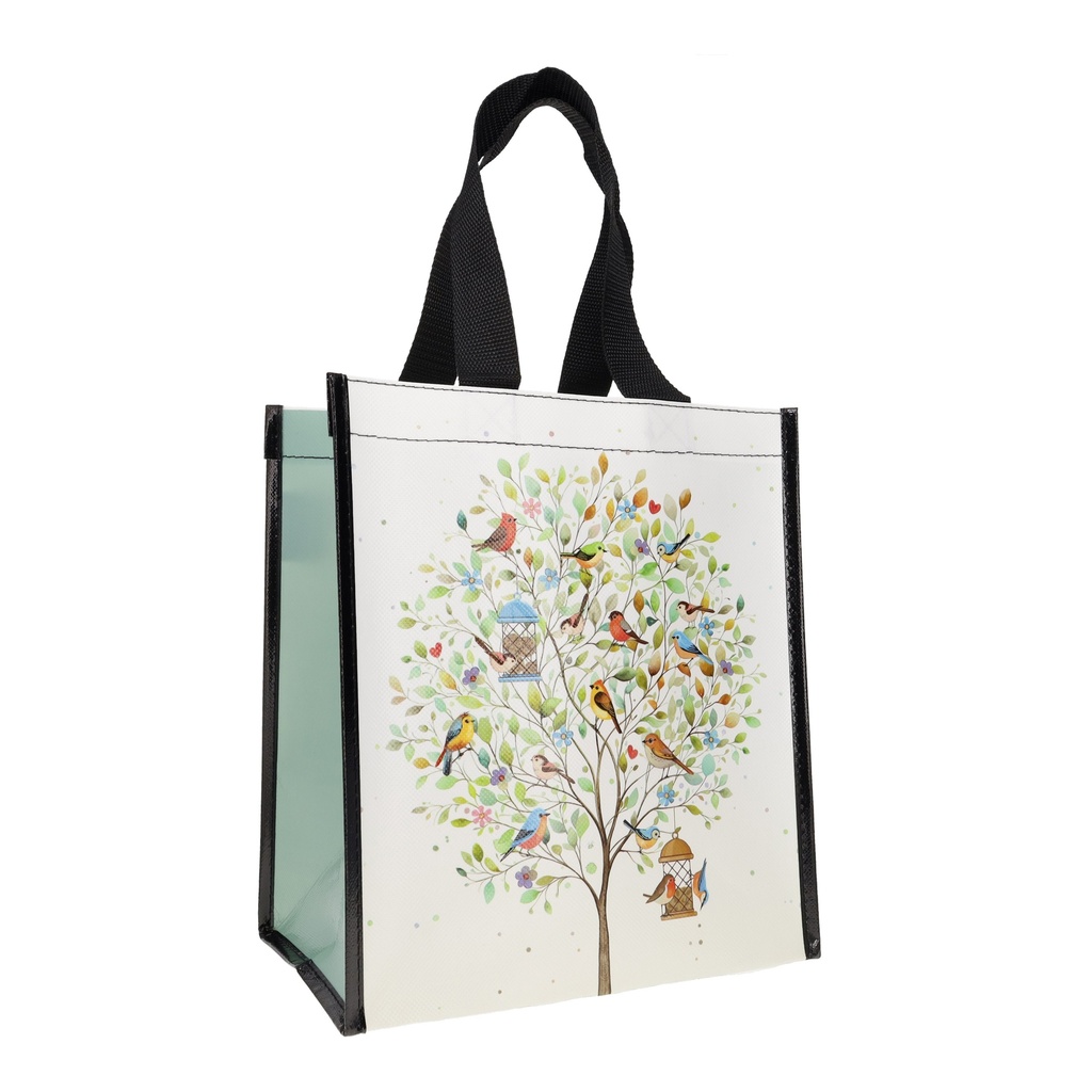 SAC CABAS EN PLASTIQUE RECYCLE PORTFOLIO OISEAUX ARBRE