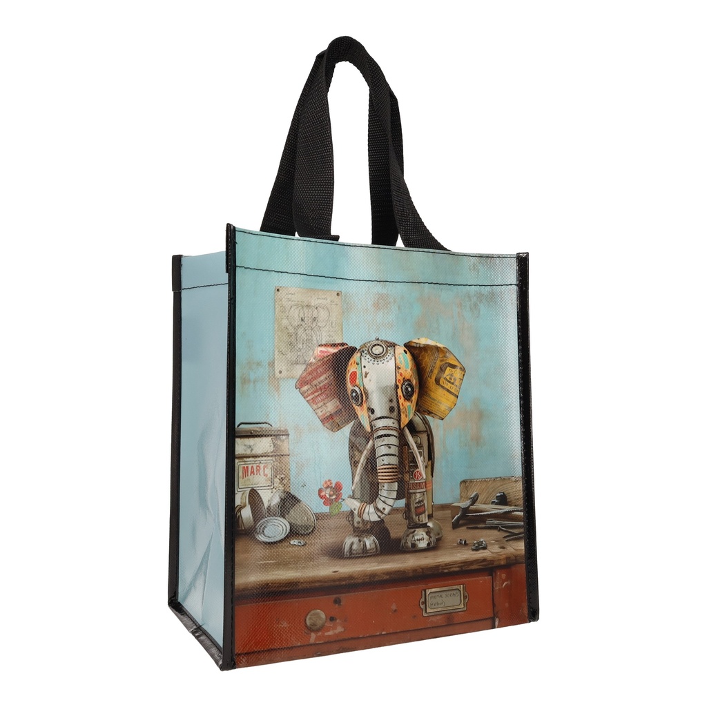 SAC CABAS EN PLASTIQUE RECYCLE SCRAPS ELEPHANT