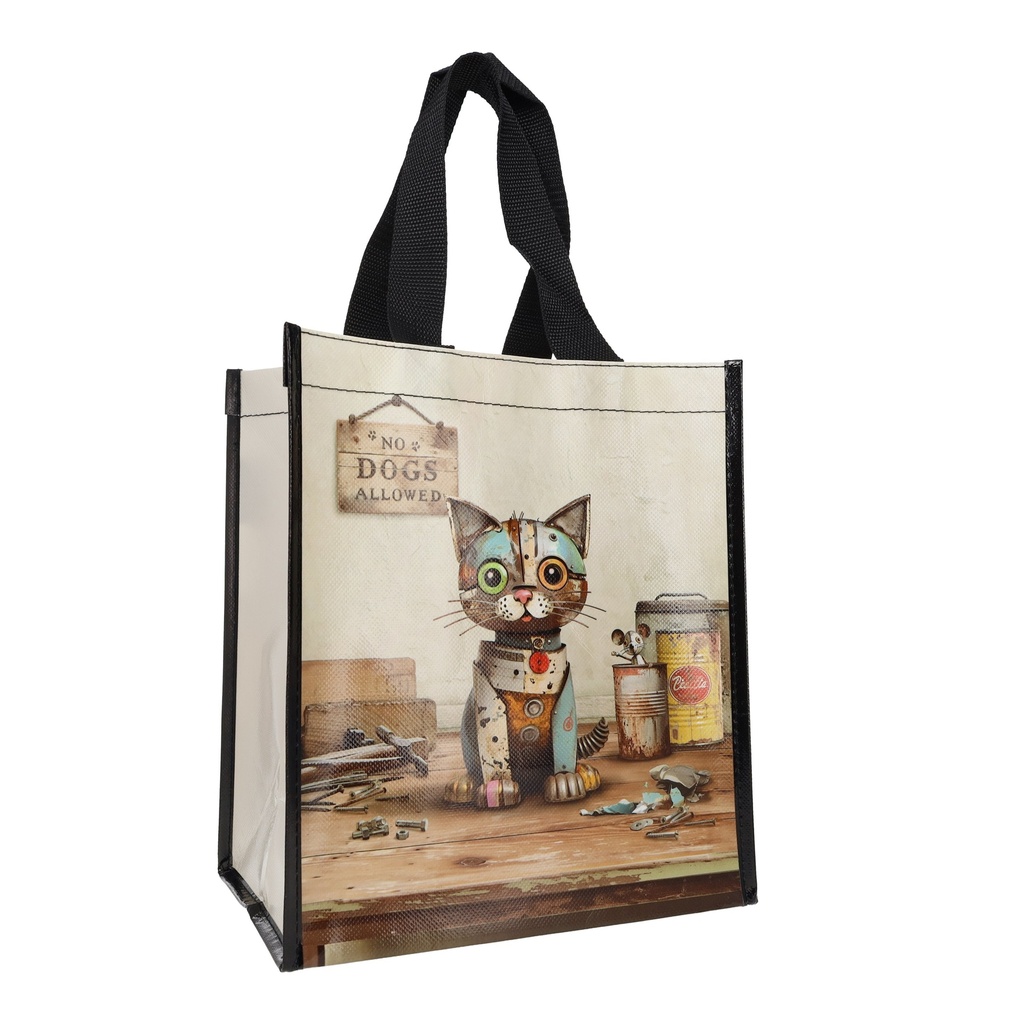 SAC CABAS EN PLASTIQUE RECYCLE SCRAPS CHAT