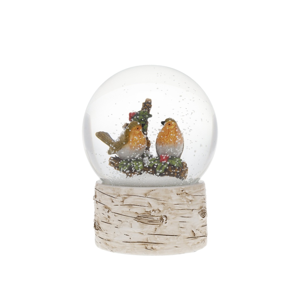 BOULE A NEIGE 100 MM DECO OISEAUX