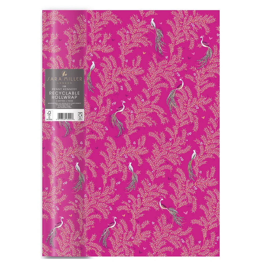 PAPIER CADEAU SARA MILLER OISEAU ROSE ELEGANT