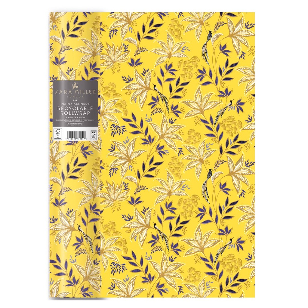PAPIER CADEAU SARA MILLER FEUILLAGE JAUNE