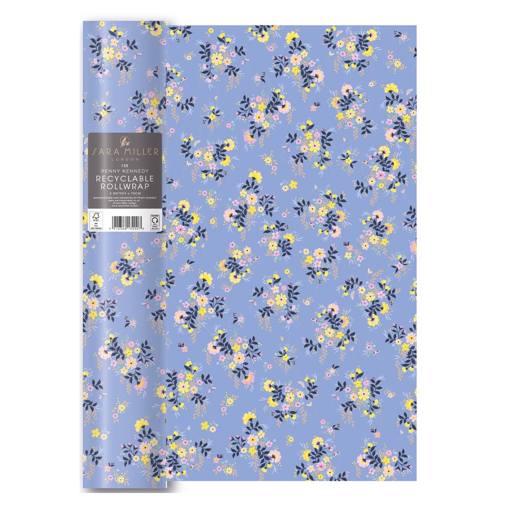 PAPIER CADEAU SARA MILLER FLEUR BLEUE