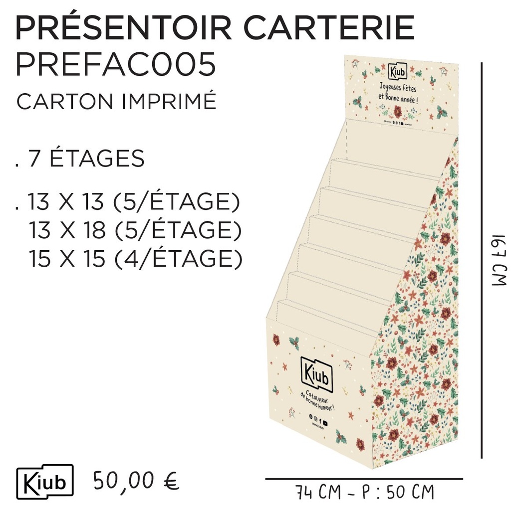 PRESENTOIR CARTON 7 ETAGES CARTERIE MULTI-CARTES