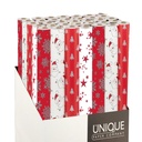 PAPIER CADEAU 70 X 150 CM - NOEL PAILLETE ROUGE BLANC ARGENT