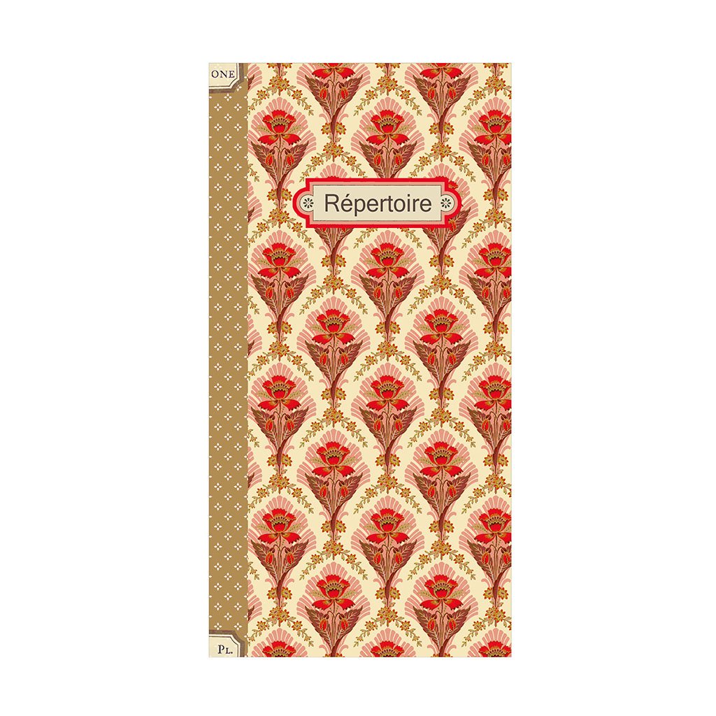 REPERTOIRE ADRESSES 48 PAGES 21 X 10 CM - PATTERN ART DECO BEIGE ROUGE