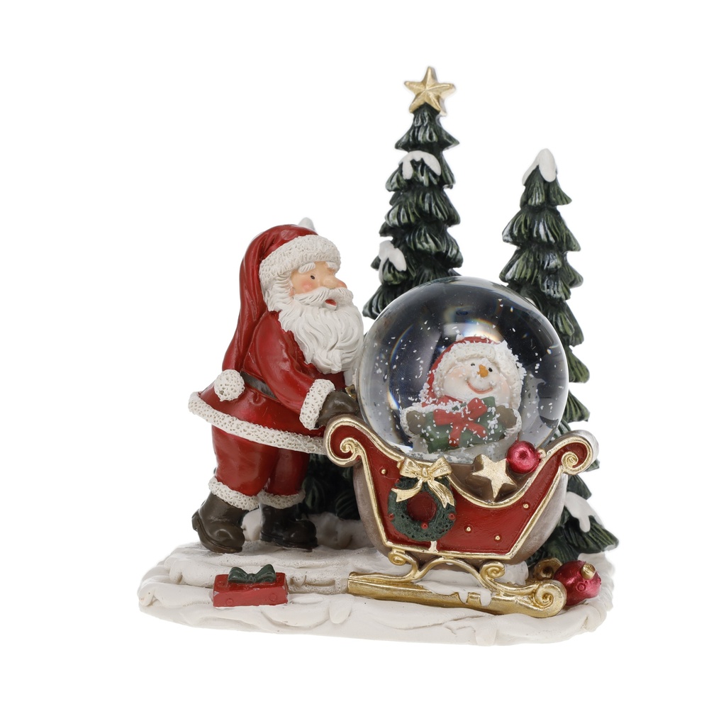 BOULE A NEIGE 45 MM NOEL SCENE PERE NOEL FORET