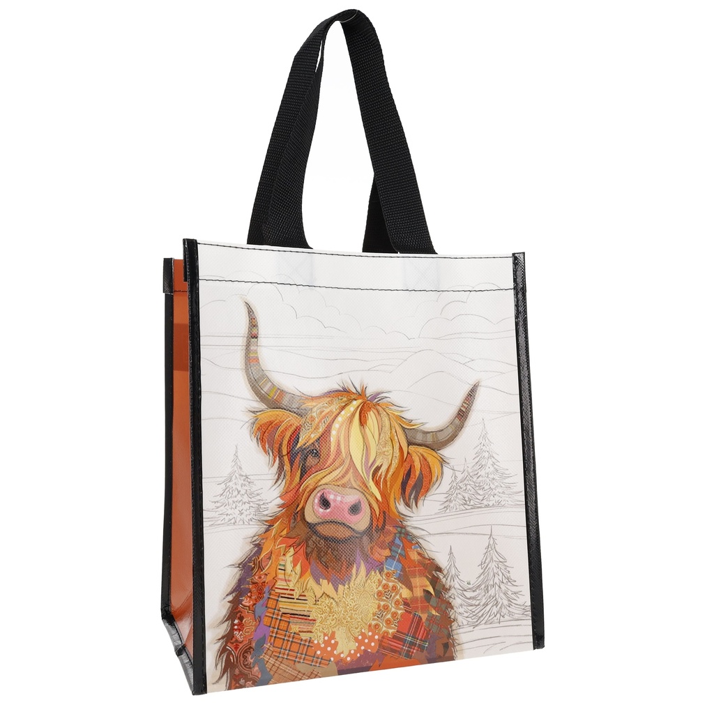 SAC CABAS EN PLASTIQUE RECYCLE KOOK VACHE ECOSSAISE SAPIN