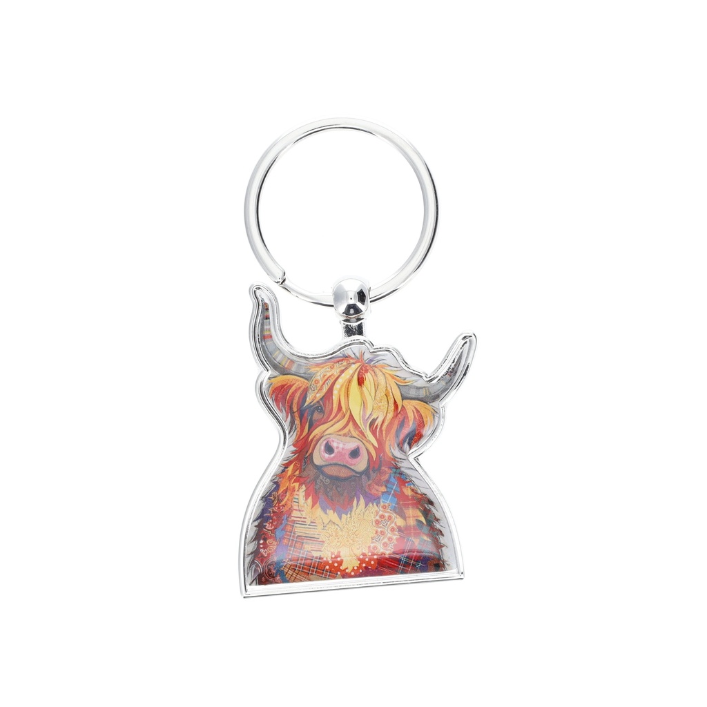 PORTE CLE EN FORME EN METAL KOOK VACHE ECOSSAISE SAPIN