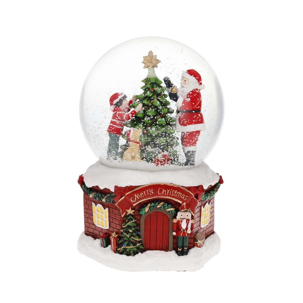 BOULE A NEIGE MUSICALE 120 MM NOEL SAPIN