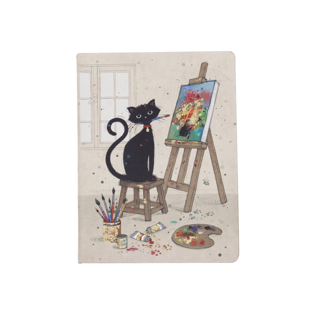 NB LIGNE A6 COUVERTURE SOUPLE PU BUG ART CHAT PEINTRE