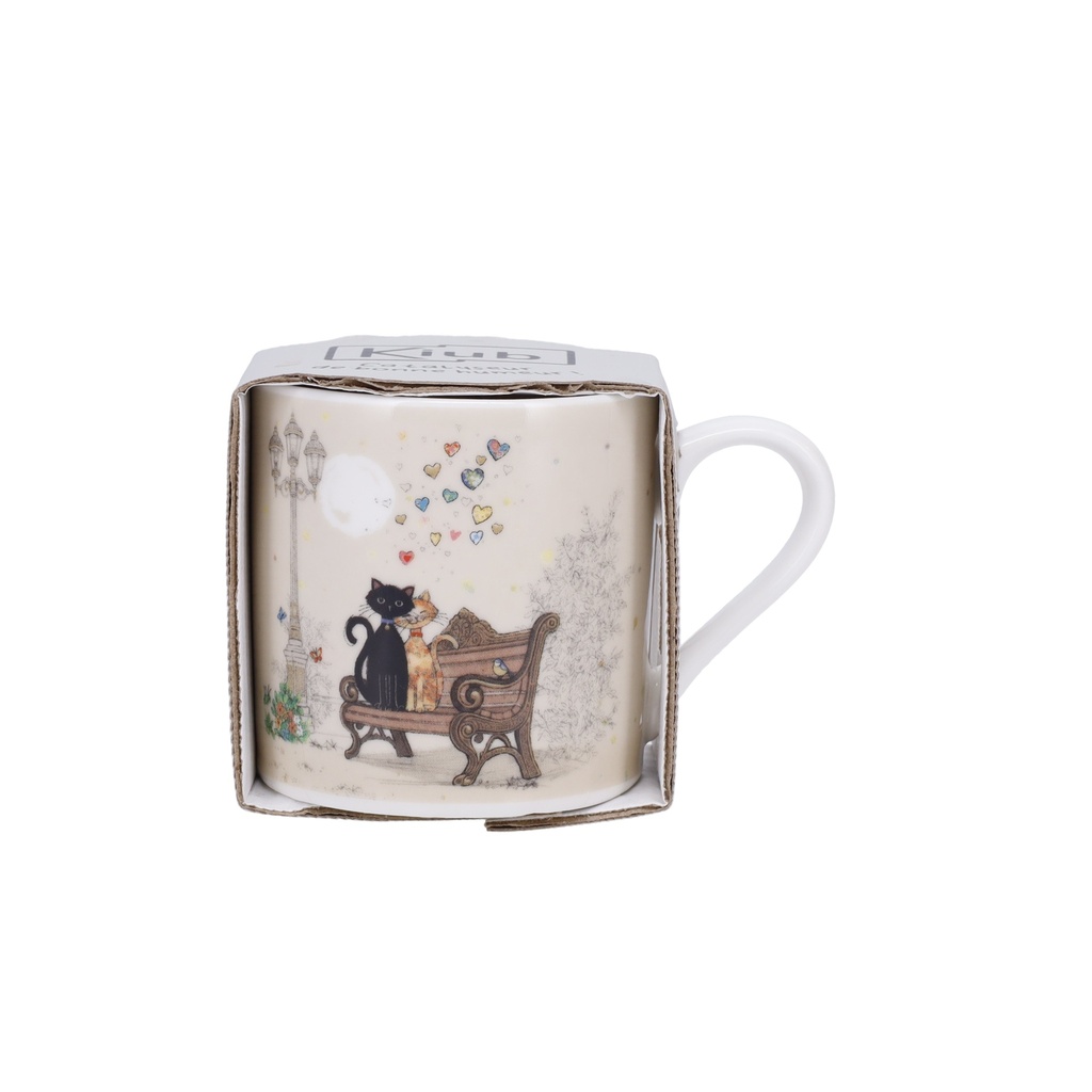 MUG EXPRESSO DROIT + FOURREAU BUG ART COUPLE DE CHATS