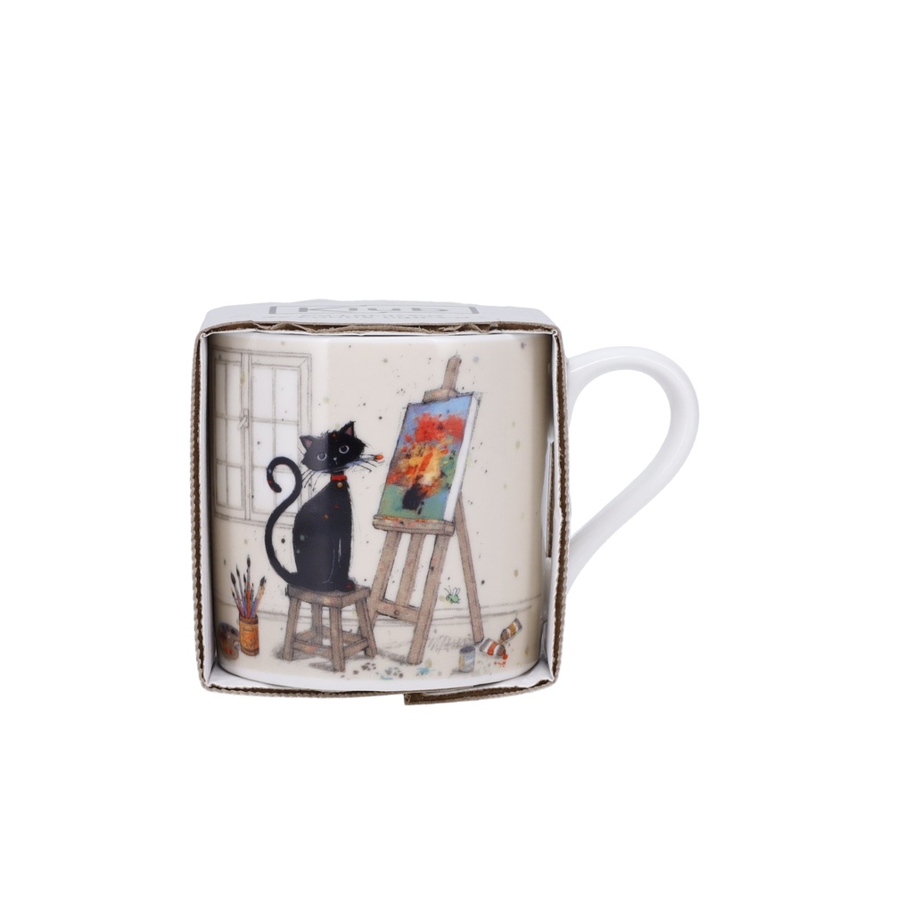 MUG EXPRESSO DROIT +  FOURREAU BUG ART CHAT PEINTRE