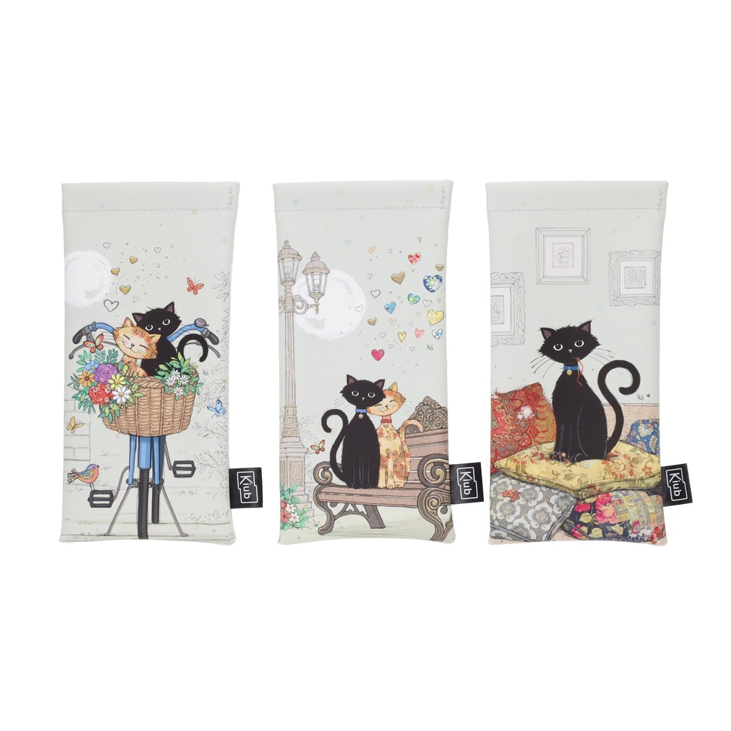 ETUI LUNETTES SOUPLE PLAT PU BUG ART CHATS ASSORTIS