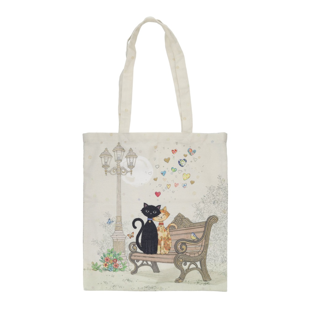 TOTE BAG EN CANVAS BUG ART COUPLE DE CHATS