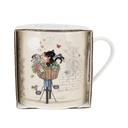 MUG XL DROIT 425 ML PORCELAINE + FOURREAU BUG ART CHATS VELO