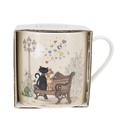 MUG XL DROIT 425 ML PORCELAINE + FOURREAU BUG ART COUPLE DE CHATS