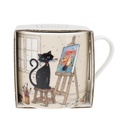 MUG XL DROIT 425 ML PORCELAINE + FOURREAU BUG ART CHAT PEINTRE