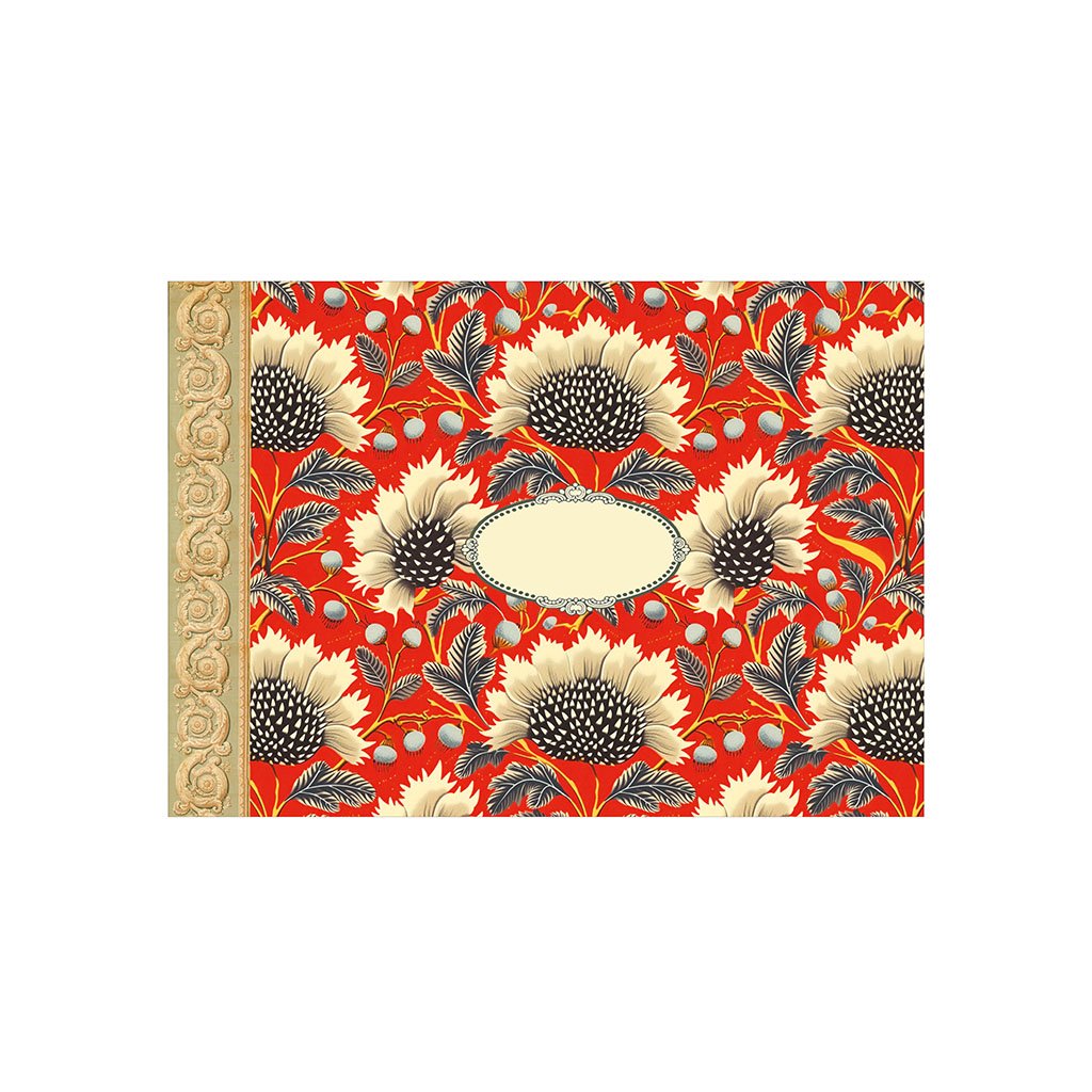 MINI CAHIER 48 PAGES 15 X 10 CM - PATTERN ROUGE FLEURS NOIRES