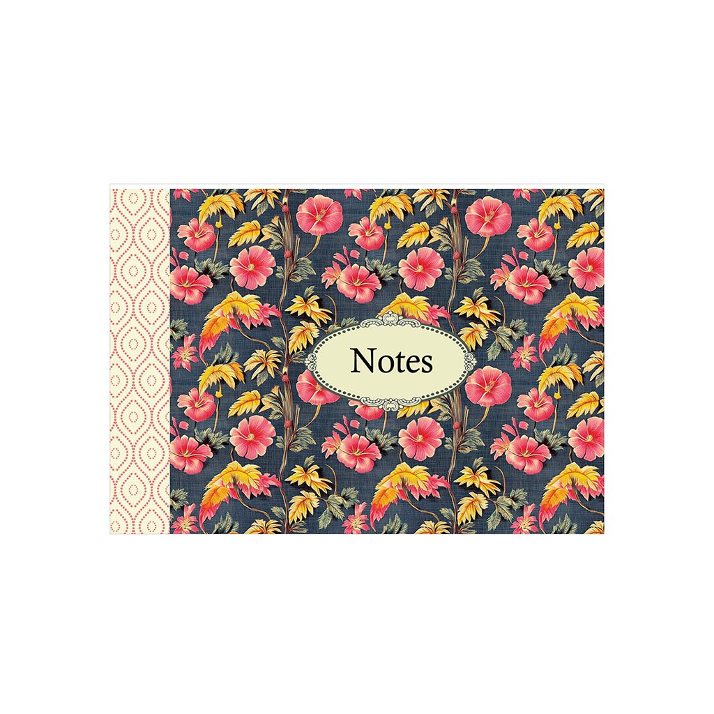 MINI CAHIER 48 PAGES 15 X 10 CM - PATTERN FLEURS TROPICALES ROSES