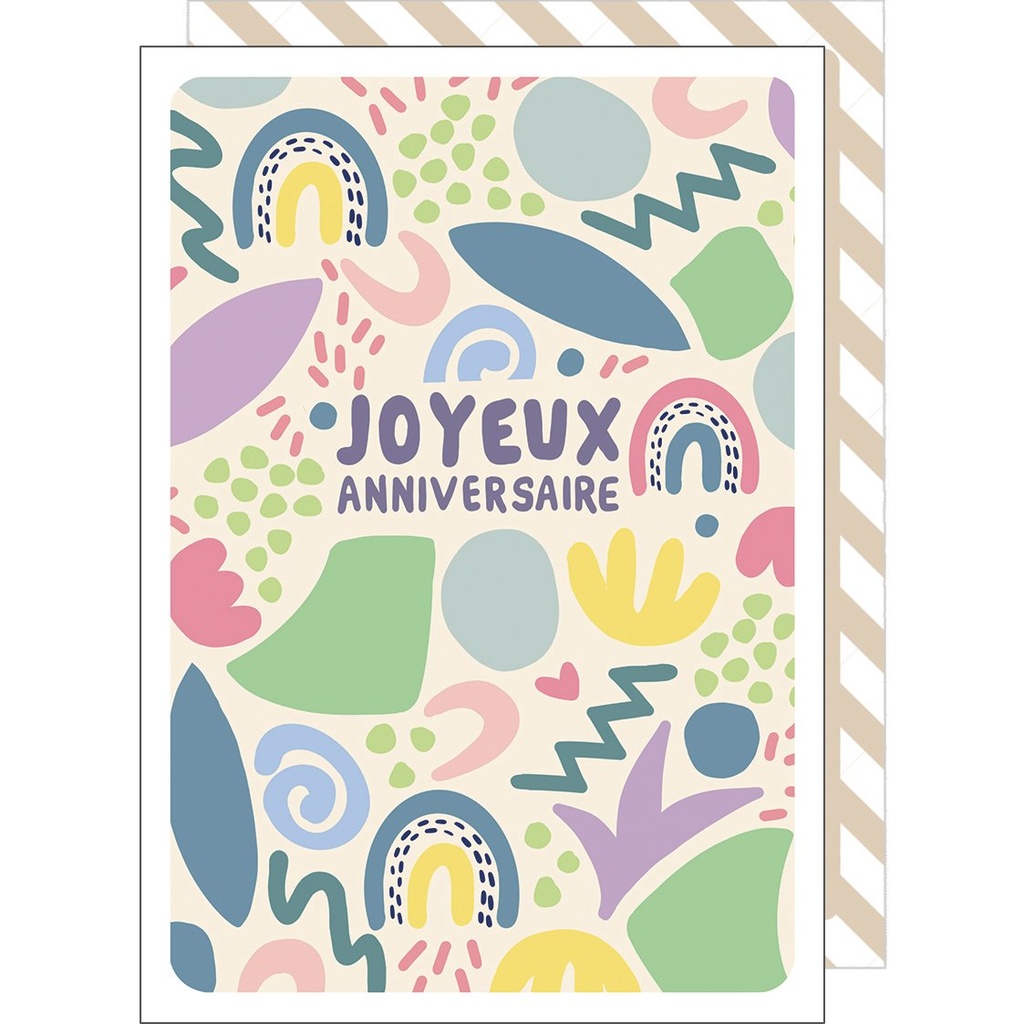 CARTE DOUBLE CAKE AND CRAYONS ANNIVERSAIRE
