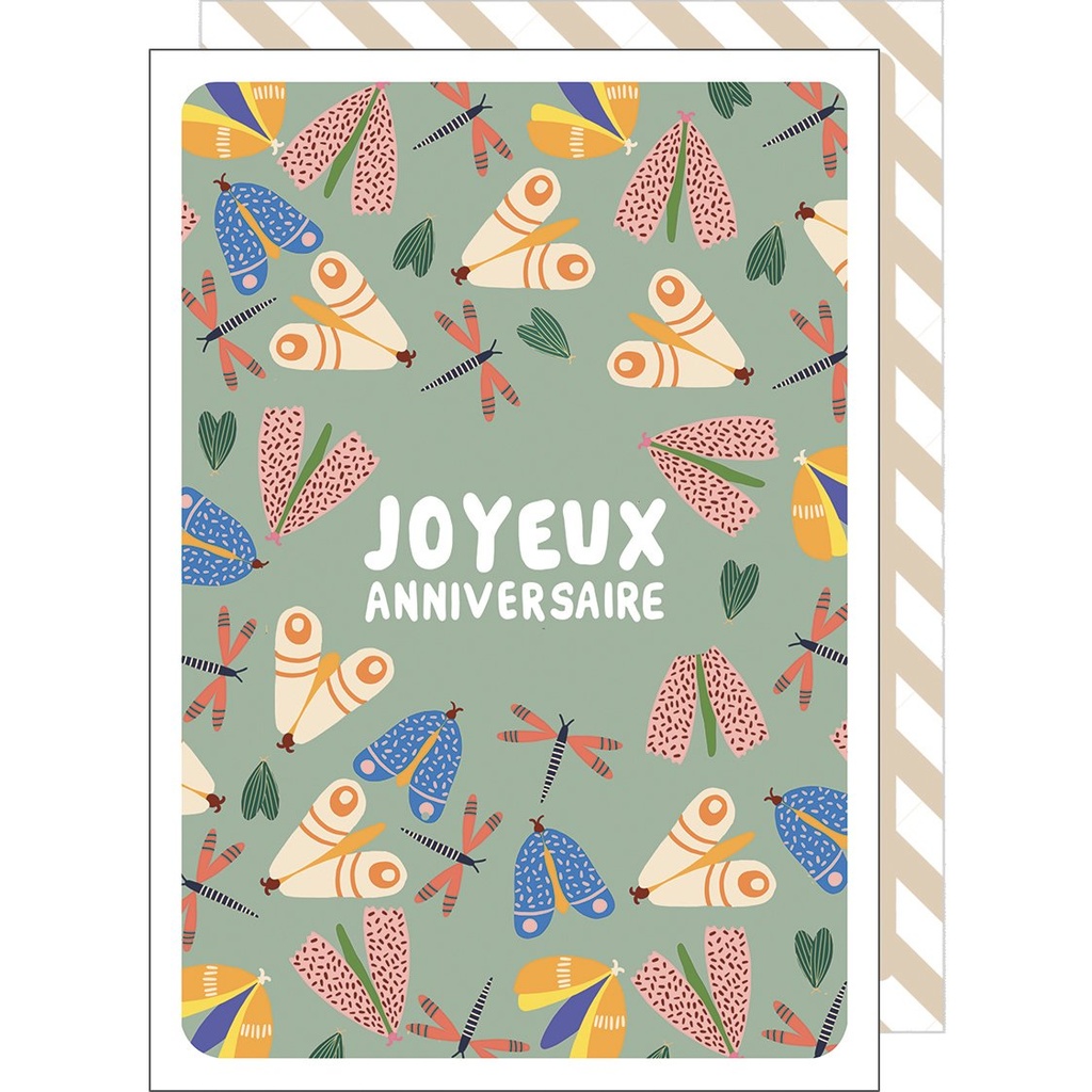 CARTE DOUBLE CAKE AND CRAYONS ANNIVERSAIRE