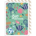 CARTE DOUBLE CAKE AND CRAYONS ANNIVERSAIRE