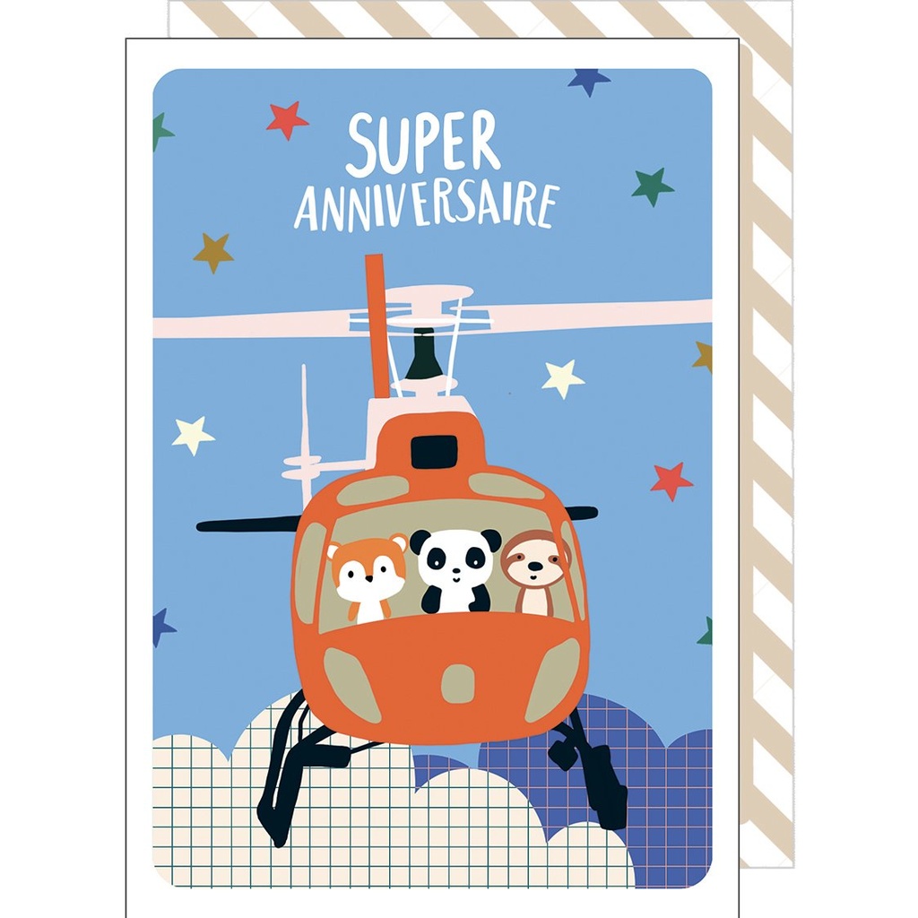 CARTE DOUBLE CAKE AND CRAYONS ANNIVERSAIRE