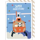 CARTE DOUBLE CAKE AND CRAYONS ANNIVERSAIRE