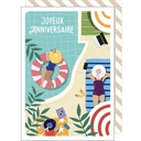 CARTE DOUBLE CAKE AND CRAYONS ANNIVERSAIRE