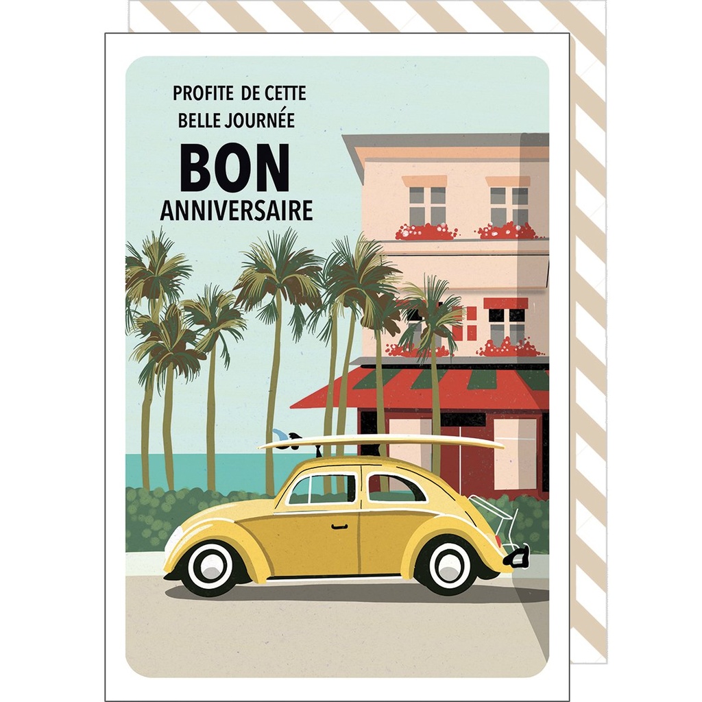 CARTE DOUBLE CAKE AND CRAYONS ANNIVERSAIRE