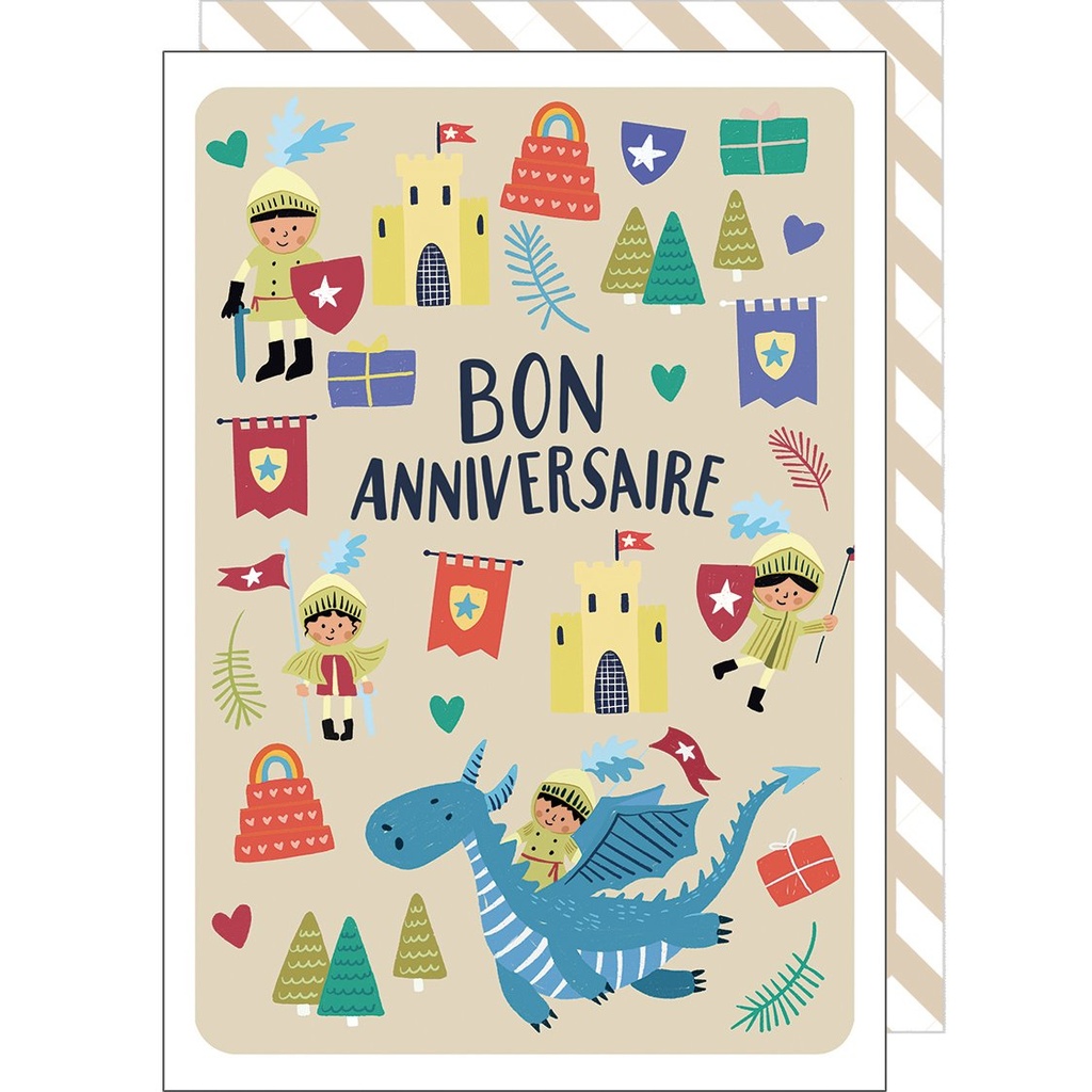 CARTE DOUBLE CAKE AND CRAYONS ANNIVERSAIRE