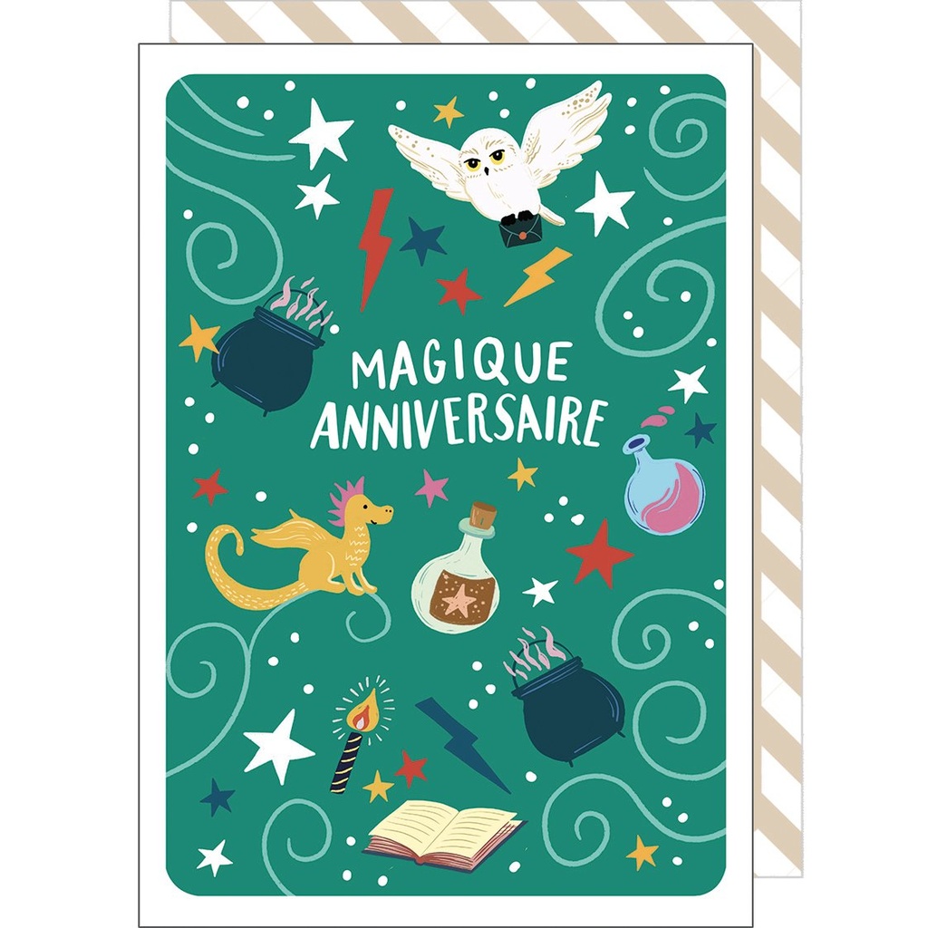 CARTE DOUBLE CAKE AND CRAYONS ANNIVERSAIRE