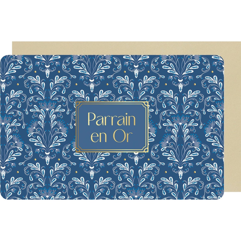 CARTE DOUBLE DES PLUMES ET DES FLEURS PARRAIN