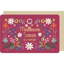 CARTE DOUBLE DES PLUMES ET DES FLEURS SOEUR