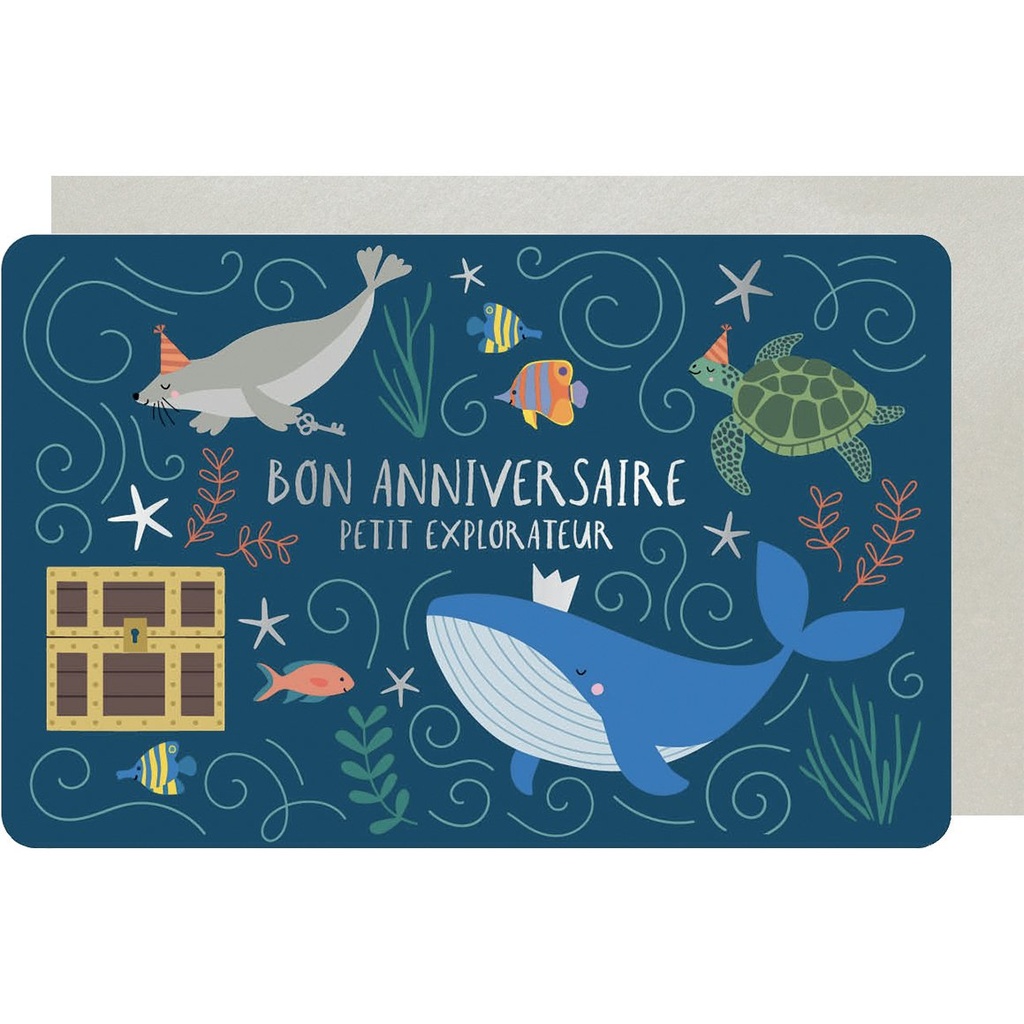 CARTE DOUBLE DES PLUMES ET DES FLEURS ANNIVERSAIRE