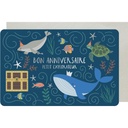 CARTE DOUBLE DES PLUMES ET DES FLEURS ANNIVERSAIRE