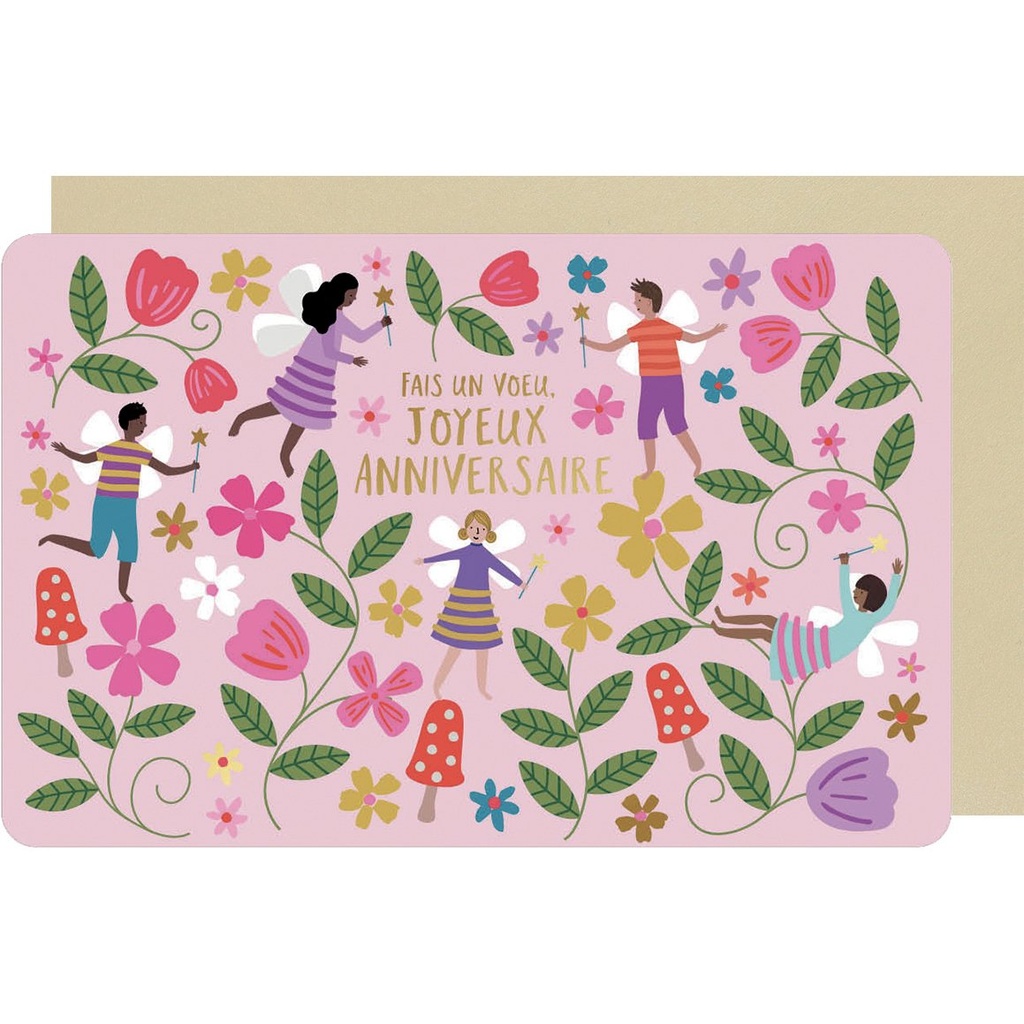 CARTE DOUBLE DES PLUMES ET DES FLEURS ANNIVERSAIRE